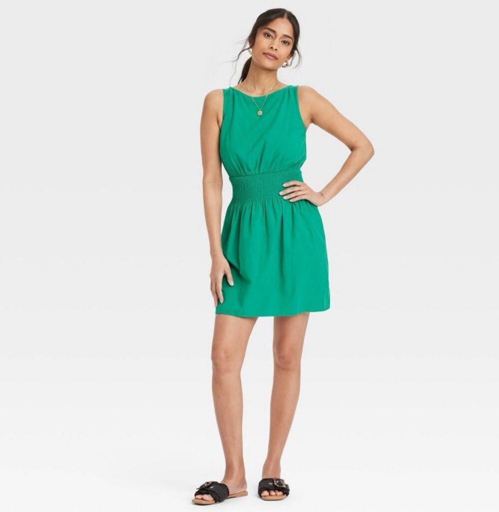Universal Thread Women's Linen Mini Sundress - Green XS
